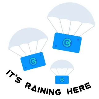 🤑 36396b45 IT'S RAINING HERE Regen, Krypto, Airdrop, Finanzen, Geld, Fallschirme telegram sticker