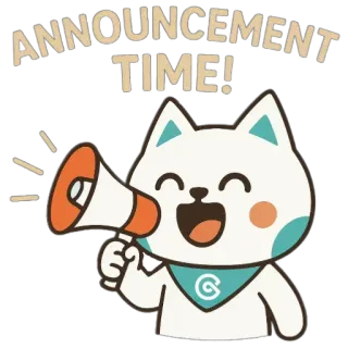 📣 4bca42ac ANNOUNCEMENT TIME! Ankündigung, Megafon, Katze, süß, Nachrichten, Cartoon, Alarm telegram sticker