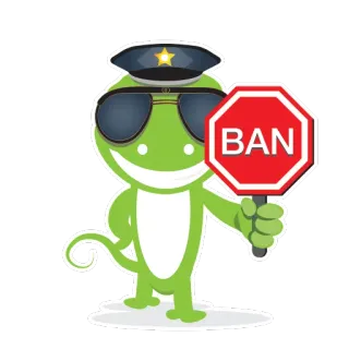 ❌ 5834c803 BAN cấm, cảnh sát, dừng, thằn lằn, phim hoạt hình, cấm, biển báo telegram sticker