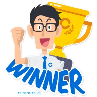 🙏 62fa401f WINNER gagnant, trophée, succès, fête, réussite, dessin animé whatsapp sticker