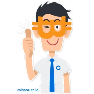 👍 96ab0fdc coinone.co.id pouce levé, cryptomonnaie, dessin animé, homme, lunettes, clin d'oeil, Coinone whatsapp sticker