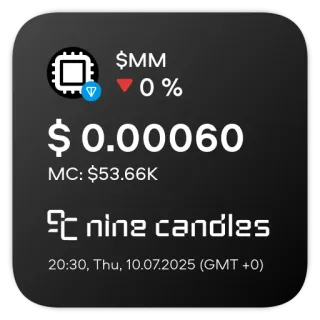 📊 2f9c9e6f $MM
0%
$ 0.00060
MC: $53.66K
nine candles
20:30, Thu, 10.07.2025 (GMT +0) 암호화폐, 금융, 투자, 시장, 디지털 화폐 telegram sticker