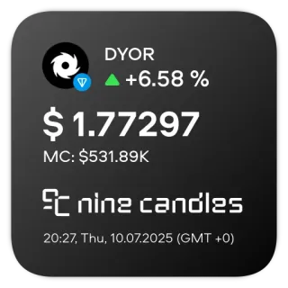 📊 b26f2047 DYOR
▲ +6.58 %
$ 1.77297
MC: $531.89K
nine candles
20:27, Thu, 10.07.2025 (GMT +0) 금융, 투자, 주식 시장, 암호화폐, DYOR, 캔들 telegram sticker