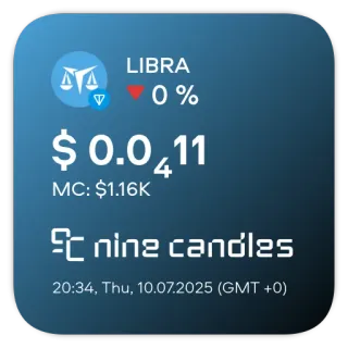 📊 fcce6570 LIBRA
0%
$ 0.0411
MC: $1.16K
nine candles
20:34, Thu, 10.07.2025 (GMT +0) 천칭자리, 암호화폐, 금융, 투자, 주식, 통화 telegram sticker
