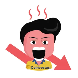 😡 0f699a23 COINVESTASI marah, panah bawah, koinvestasi, keuangan, investasi, kerugian whatsapp sticker