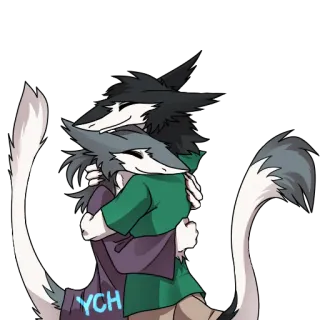 🫂 891d5533 YCH Furry, Anthro, Pelukan, Kasih sayang, Seni digital, Kartun, Ilustrasi telegram sticker