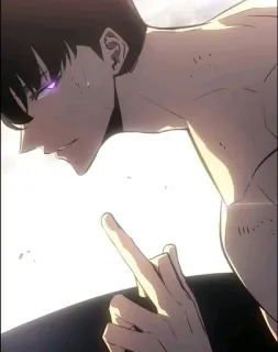 🉐 5879a1f3 อนิเมะ, นิ้วกลาง, หยาบคาย, ท่าทาง, ซองจินอู, Solo Leveling telegram sticker