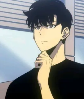 🉐 e89aa752 Sung Jinwoo Solo Leveling อนิเมะ, ผู้ชาย, ผมสีดำ, Solo Leveling, ซอง จินอู telegram sticker