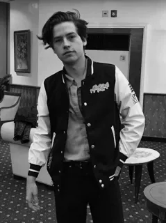 🖇 24d795fb Cole Sprouse актер, знаменитость, черно-белое, портрет, молодой взрослый whatsapp sticker