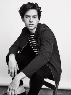 🖇 f517d47a Cole Sprouse актер, знаменитость, портрет, черно-белый, Коул Спроус whatsapp sticker