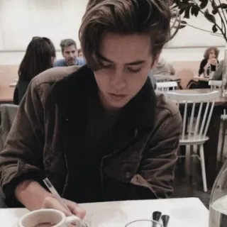 ❄️ 243fe4b8 pessoa, escrita, café, café, homem jovem telegram sticker