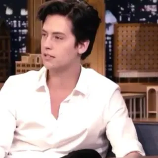 ❄️ f6db4809 Cole Sprouse Ator, Celebridade, Retrato, Homem, Entrevista, Camisa branca telegram sticker