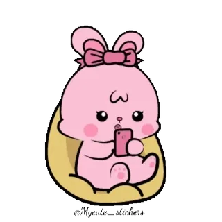 🐰 06fd5342 Dessin animé, Rose, Animal, Kawaii, Lapin, Mignon whatsapp sticker