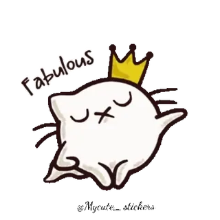 😌 71d7dfdf Fabulous chat, fabuleux, couronne, mignon, animal, chaton whatsapp sticker