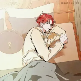 🍷 02112e9d @gotei13 anime, male, bed, sleep, relaxation, character, art whatsapp sticker