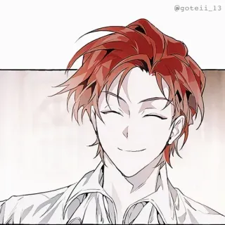 🍷 36dd16b0 @goteiii_13 anime, red hair, smiling, man, illustration, art whatsapp sticker