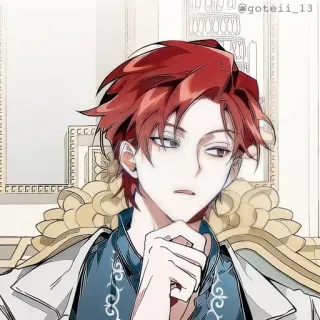 🍷 66330c57 @goteii_13 anime, red hair, man, illustration whatsapp sticker