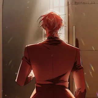 🍷 695c02f4 @goteii_13 anime style, manga, man, back view whatsapp sticker