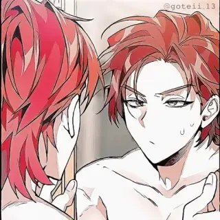 🍷 a369067e @goteii.13 anime, illustration, man, mirror, reflection, digital art whatsapp sticker
