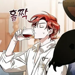 🍷 b54b45ea 홀짝 anime, drinking, wine, manga, cartoon whatsapp sticker
