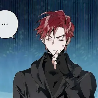 🍷 cea070f6 ... anime, thinking, man, red hair, character whatsapp sticker
