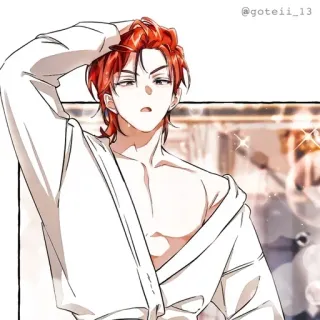 🍷 df5f6b90 @goteii_13 anime, man, shirtless, red hair whatsapp sticker