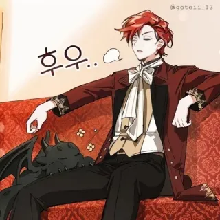 🍷 e9ce0878 후우.. anime, manga, character, relaxing, sleeping, devil whatsapp sticker
