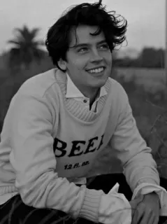 🗽 459c7537 BEEF manzo, maglione, ritratto, bianco e nero, moda, retrò, casual telegram sticker