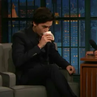 🕐 082c2108 pria, setelan, minum, talk show, wawancara, orang whatsapp sticker