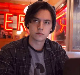✨ a2c8ad16 Jughead Jones Riverdale Jughead Jones, Cole Sprouse, Riverdale, Drama adolescente, Diner, Actor telegram sticker
