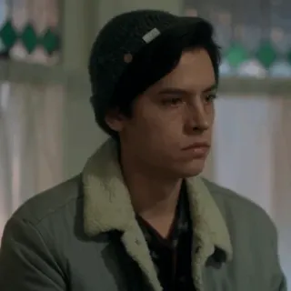 ➖ 2631a00c Jughead Jones Riverdale Dramat młodzieżowy, Serial TV, Portret postaci, Mężczyzna, Czapka zimowa, Kurtka telegram sticker