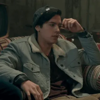 ➖ d5838809 mężczyzna, kapelusz, kurtka, kanapa, siedzi, osoba telegram sticker