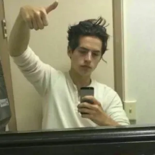 🗝 6cef1d09 Selfie, Uomo, Pollice in su, Ritratto, Interno telegram sticker