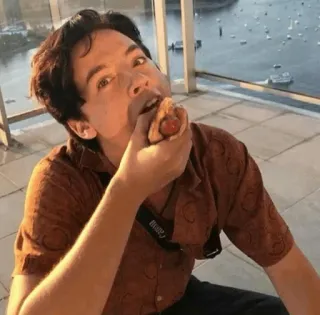 😕 840cbd12 persoon, eten, hotdog, eten, binnen telegram sticker