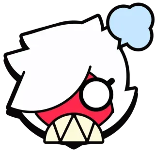 🎭 b7ec0747 en colère, dessin animé, cheveux blancs, dents, jeu whatsapp sticker