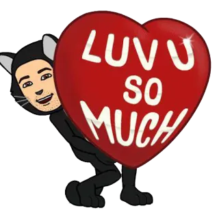 ❤ 48f6337e LUV U SO MUCH amor, coração, Bitmoji, fantasia de gato, afeição, fofo, Dia dos Namorados telegram sticker