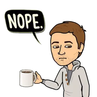 🖐 5e39681c NOPE. não, Bitmoji, café, não telegram sticker