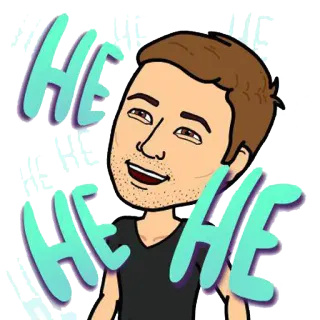 😏 7d6c7263 HE HE HE Bitmoji, rindo, desenho animado, emoji, feliz telegram sticker