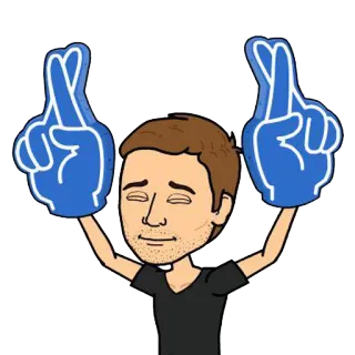 🍀 928e61d3 Bitmoji, dedos cruzados, boa sorte, desenho animado, personagem, arte digital telegram sticker