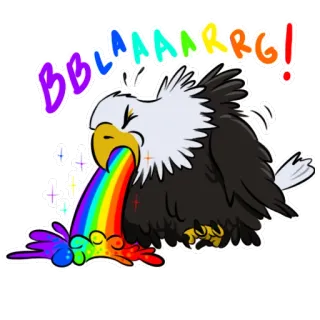 🤢 1ca6ca61 BLAAAARRRG! นกอินทรี, สายรุ้ง, อาเจียน, การ์ตูน, สติกเกอร์, มีสีสัน telegram sticker