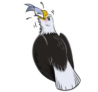 🍌 79730938 นกอินทรี, ปลา, สัตว์, นก, การ์ตูน telegram sticker