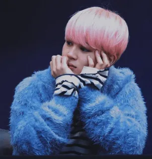 ☁️ 44bf4bef đàn ông, tóc hồng, áo khoác xanh, người, chân dung telegram sticker