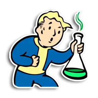 👆 2bc21a27 Vault Boy Fallout fallout, vault boy, การทดลอง, วิทยาศาสตร์, นักวิทยาศาสตร์, วิดีโอเกม telegram sticker