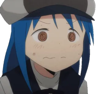 😨 e1e208e7 动漫, 卡通, 蓝发, 可爱, 表情, 紧张 telegram sticker