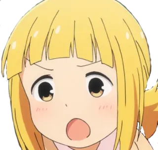 😮 e5150465 动漫, 卡通, 女孩, 金发, 可爱, 表情, 生气, 震惊 telegram sticker