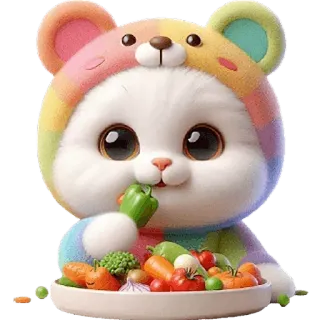 😋 08bd998f animal, gato, urso, arco-íris, legumes, fofo, kawaii whatsapp sticker