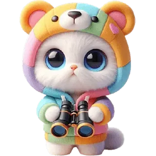 👀 1bb0547e gato, binóculos, animal, fofo, adesivo whatsapp sticker