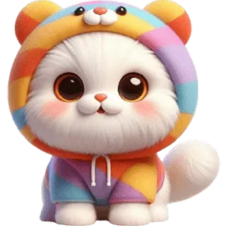 🙃 243cae32 gato, gatinho, fofo, arco-íris, moletom com capuz, desenho animado, animal, animal de estimação whatsapp sticker