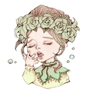 😴 39e5b10f 女の子, 花冠, かわいい, イラスト, 挿絵, ファンタジー telegram sticker