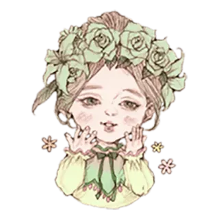 ☺️ 86f5554d 女の子, 花, かわいい, イラスト, ポートレート, アートワーク telegram sticker